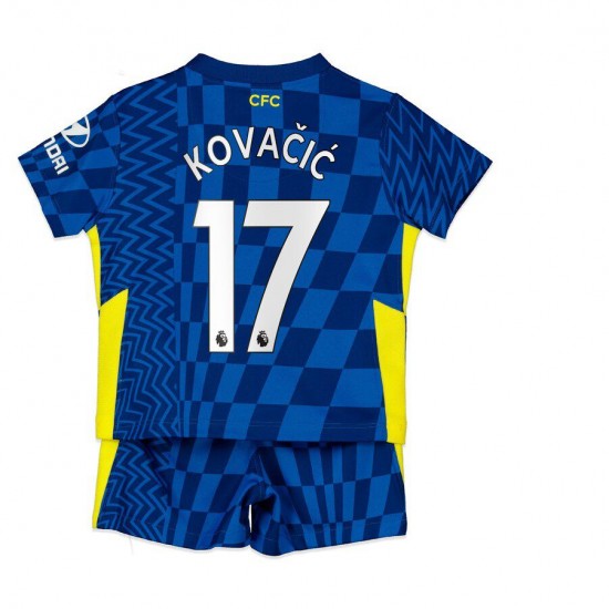 Camisola Chelsea Mateo Kovacic 17 Criança Equipamento Primeiro 2021-2022 Manga Curta
